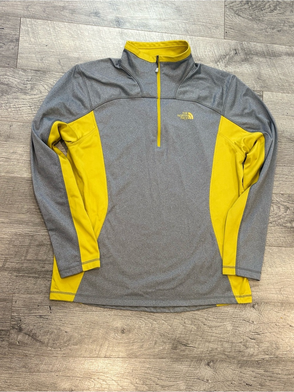 The North Face Gray and Yellow Quarter-Zip Pullover